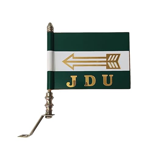 krishna art 3D Flag Janata Dal (United)- JDU Car Decor Made of Aluminium. (Only Flag)